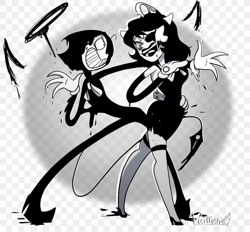Bendy And The Ink Machine Image Drawing Demon, PNG, 1221x1134px, Bendy And The Ink Machine, Angel, Art, Black And White, Cartoon Download Free