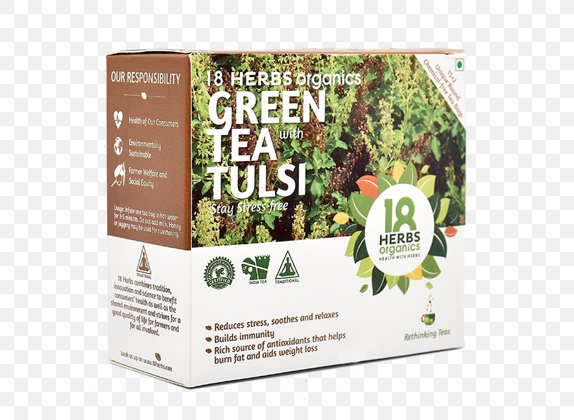 Green Tea Herb Holy Basil Organic Food, PNG, 600x600px, Tea, Advertising, Basil, Brand, Catechin Download Free