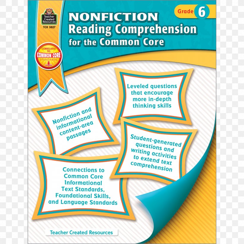 Nonfiction Reading Comprehension For The Common Core, Grade 6 Nonfiction Reading Comprehension For The Common Core: Grade 3 Common Core State Standards Initiative Non-fiction, PNG, 900x900px, Reading Comprehension, Area, First Grade, Grading In Education, Language Arts Download Free