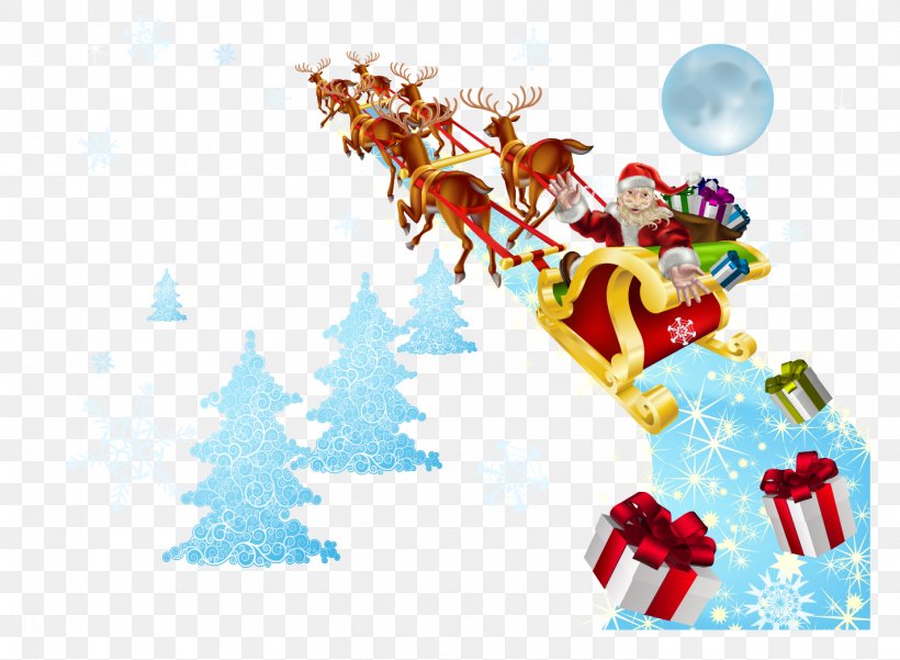 Santa Claus Reindeer Sled Christmas, PNG, 1424x1045px, Santa Claus, Art, Christmas, Fictional Character, Gift Download Free