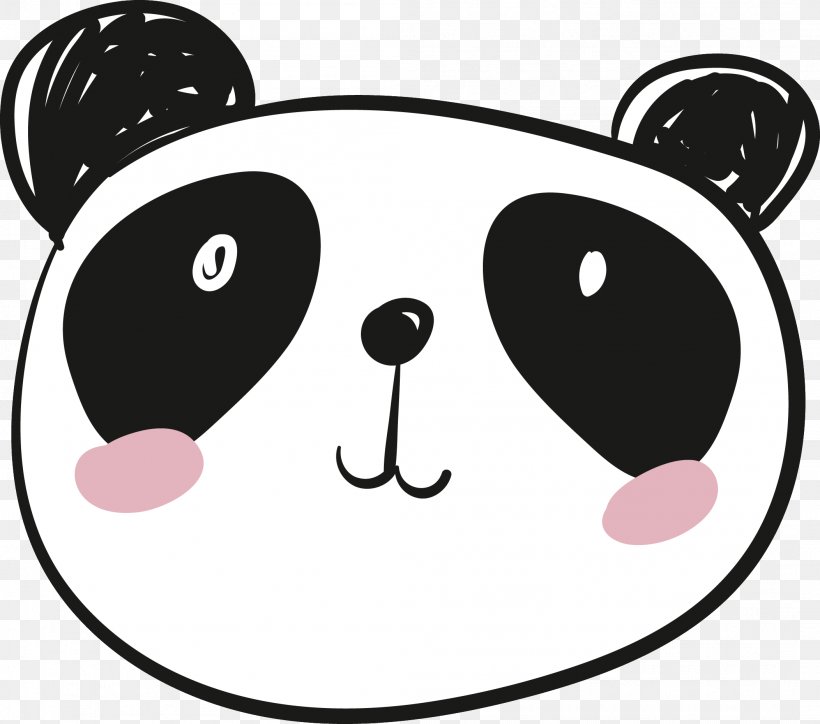 Giant Panda Face Smiley Kavaii Clip Art, PNG, 2104x1860px, Giant Panda, Area, Artwork, Black, Black And White Download Free