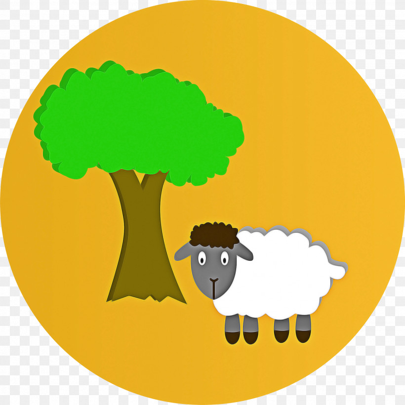 Green Sheep Sheep Cartoon Tree, PNG, 1943x1943px, Green, Cartoon, Cowgoat Family, Sheep, Tree Download Free