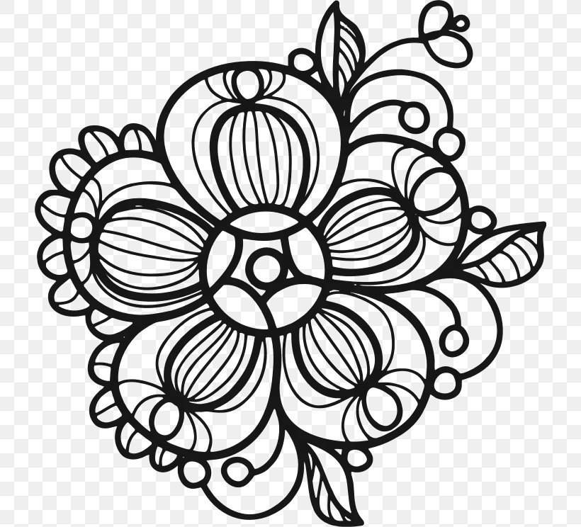 Flower Floral Design Clip Art, PNG, 722x744px, Flower, Art, Black, Black And White, Drawing Download Free