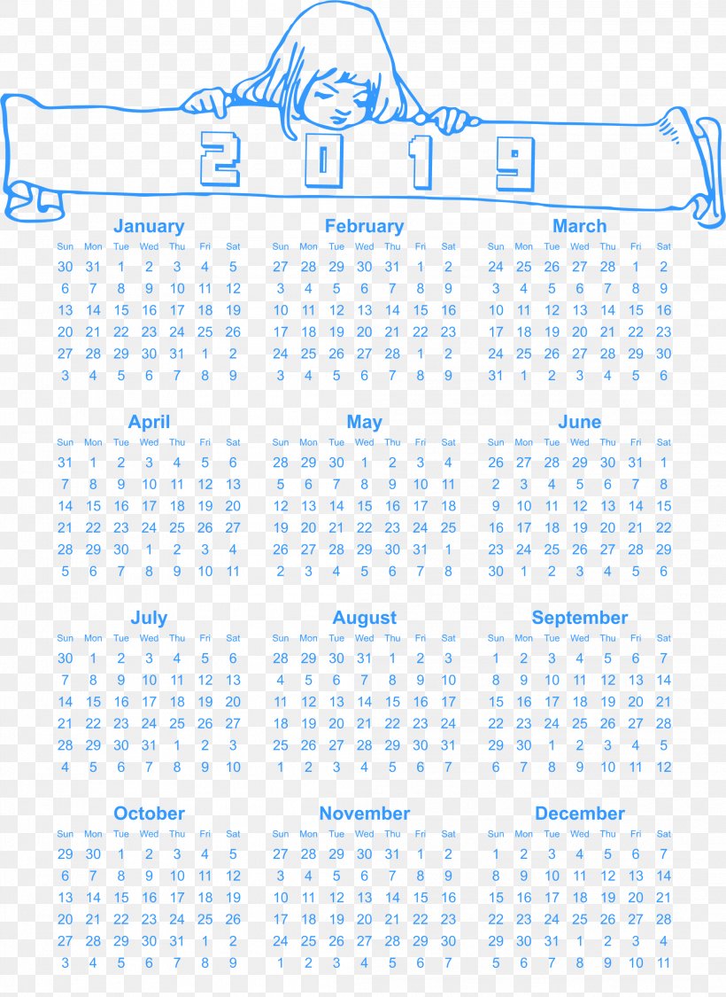 Calendar For 2019 Printable With Holidays For Kids, PNG, 2112x2900px, 2017, 2018, 2019, Calendar, Area Download Free