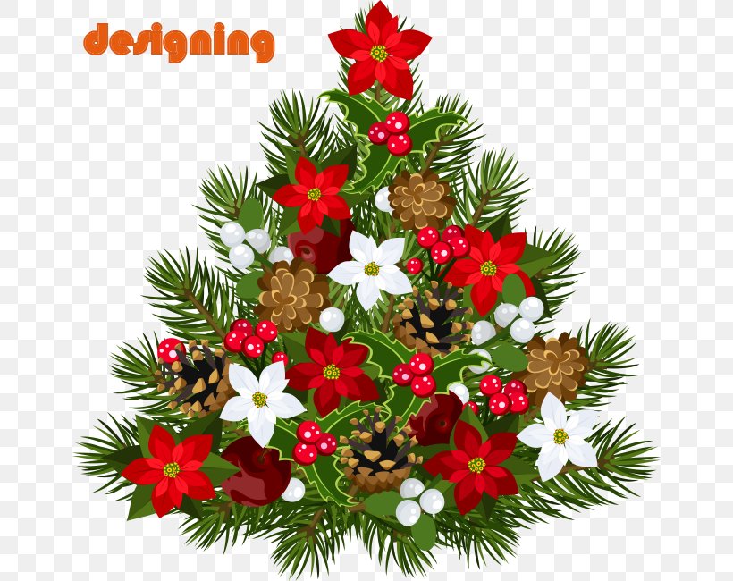Christmas Tree Santa Claus Christmas Decoration, PNG, 658x650px, Christmas, Branch, Candle, Christmas Decoration, Christmas Ornament Download Free