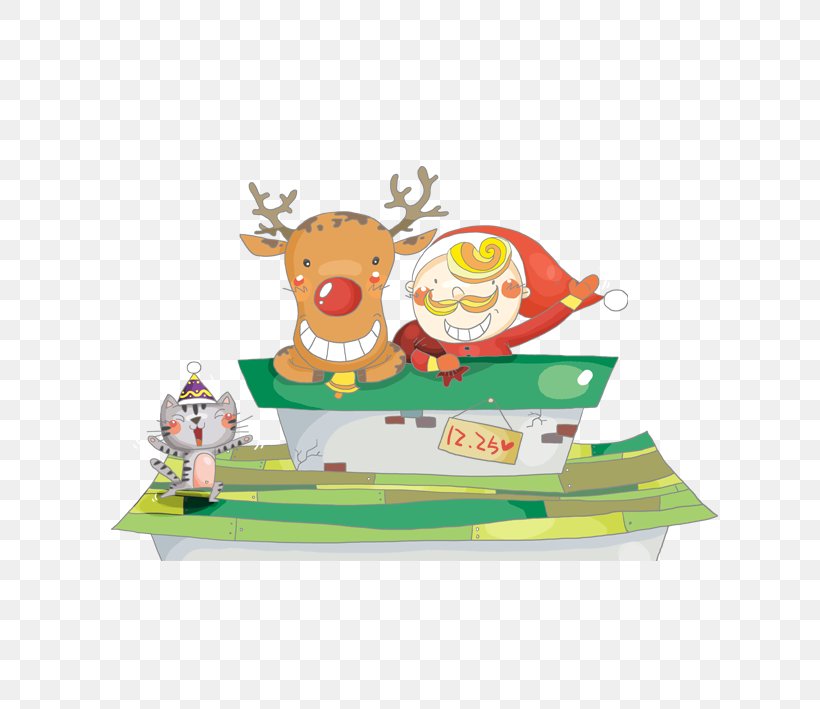 Reindeer Christmas Santa Claus, PNG, 709x709px, Computer Graphics, Animation, Christmas, Deer, Drawing Download Free