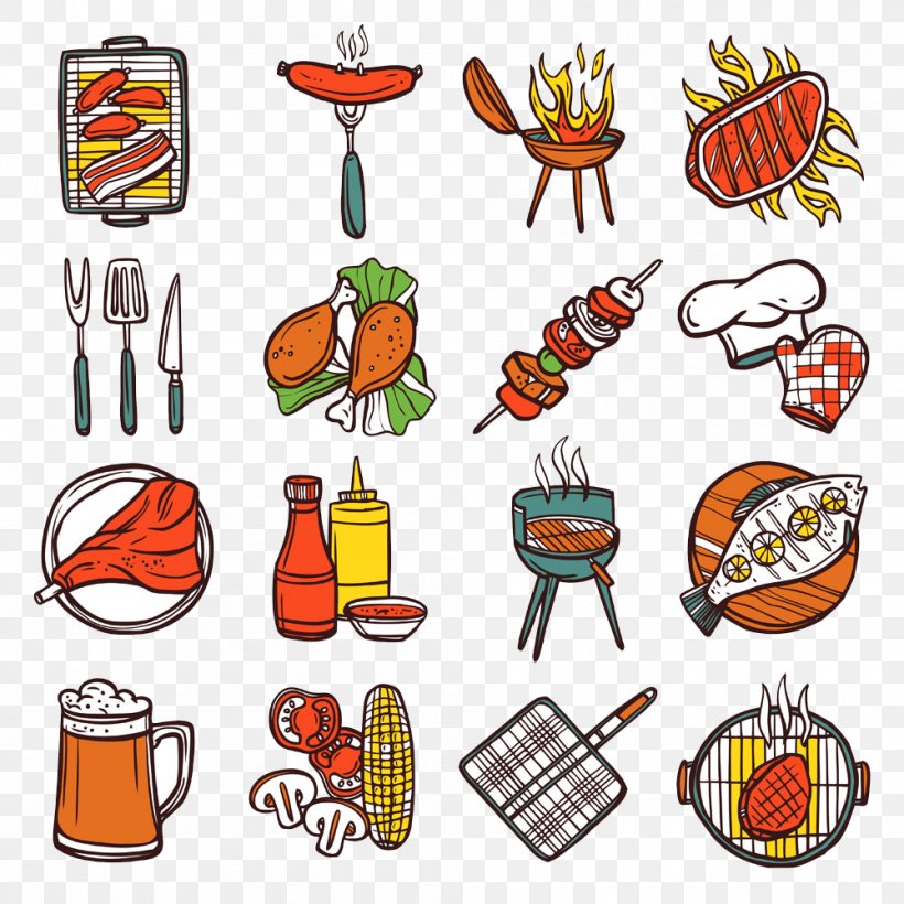 Hot Dog Hamburger Barbecue Fast Food Beefsteak, PNG, 1000x1000px, Hot Dog, Artwork, Barbecue, Beefsteak, Cartoon Download Free