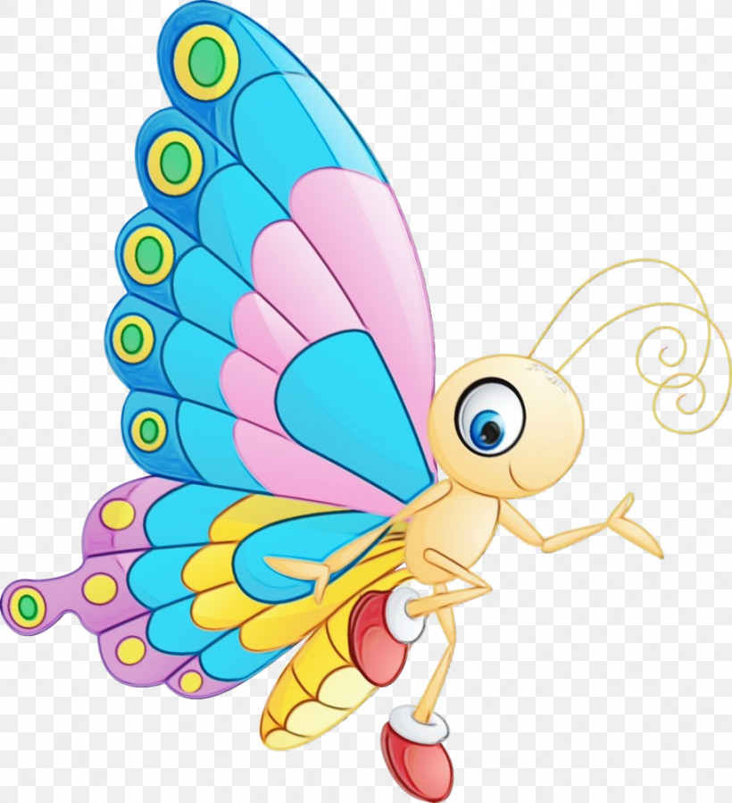 Butterfly Insect Moths And Butterflies Wing Cartoon, PNG, 912x1000px, Watercolor, Animal Figure, Butterfly, Cartoon, Insect Download Free