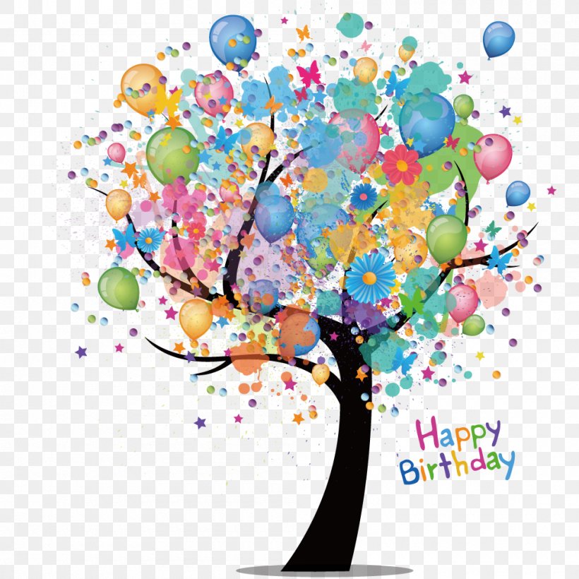 Birthday Cake Greeting Card Wish, PNG, 1000x1000px, Birthday Cake, Balloon, Birthday, Birthday Card, Branch Download Free