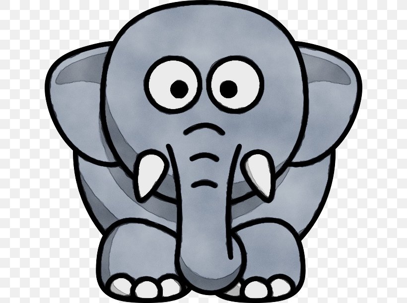 Indian Elephant, PNG, 640x611px, Watercolor, African Elephant, Blackandwhite, Cartoon, Drawing Download Free