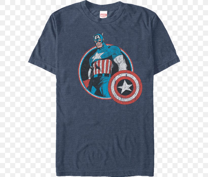 T-shirt Captain America Hoodie Marvel Comics, PNG, 600x695px, Tshirt, Active Shirt, Blue, Brand, Captain America Download Free