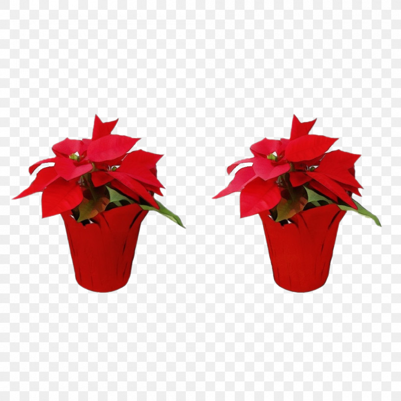 Flower Poinsettia Red Plant Flowerpot, PNG, 1000x1000px, Watercolor, Anthurium, Flower, Flowerpot, Impatiens Download Free