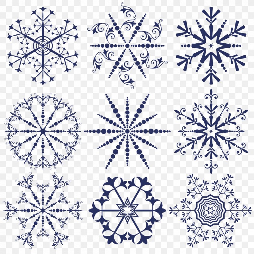 Snowflake Clip Art, PNG, 1200x1200px, Snowflake, Black And White, Illustrator, Monochrome, Nail Art Download Free