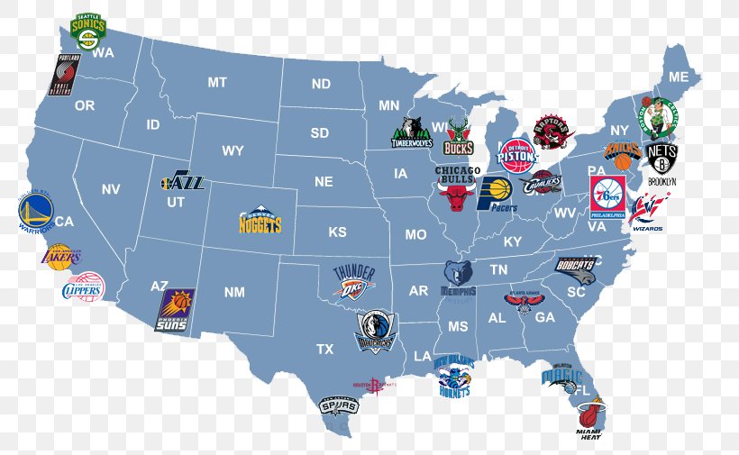 NBA Vector Map Team United States, PNG, 813x505px, Nba, Area, Jersey, Map, Scale Download Free