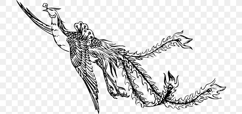 Fenghuang Phoenix Clip Art, PNG, 712x387px, Fenghuang, Art, Artwork, Black And White, Chinoiserie Download Free