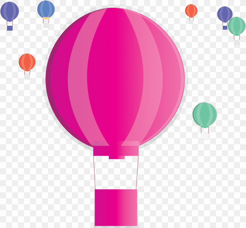 Hot Air Balloon Floating, PNG, 3000x2778px, Hot Air Balloon, Balloon, Floating, Magenta, Material Property Download Free