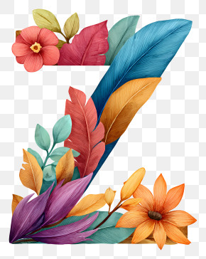 Boho Alphabet Z - Decorative Floral Letter Z PNG
