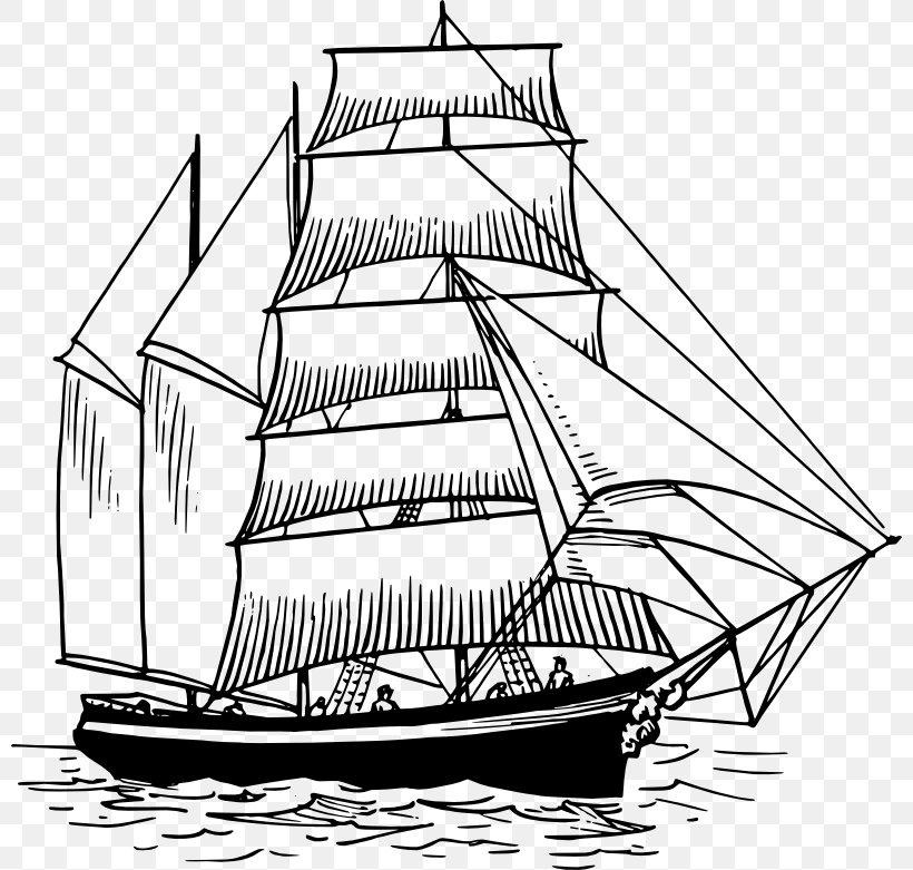 Yacht Sailboat Sailing Ship Clip Art, PNG, 800x781px, Yacht, Baltimore Clipper, Barque, Barquentine, Black And White Download Free
