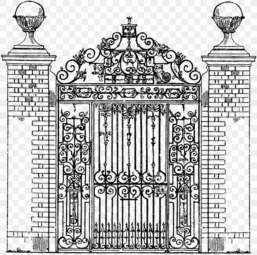 Gate Wrought Iron Door Clip Art, PNG, 1800x1793px, Gate, Arch, Architecture, Artwork, Black And White Download Free
