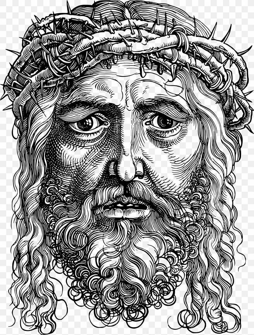 Head Of Christ Christ Crowned With Thorns Christ Among The Doctors Dürer's Rhinoceros Woodcut, PNG, 1816x2400px, Head Of Christ, Art, Artist, Beard, Black And White Download Free