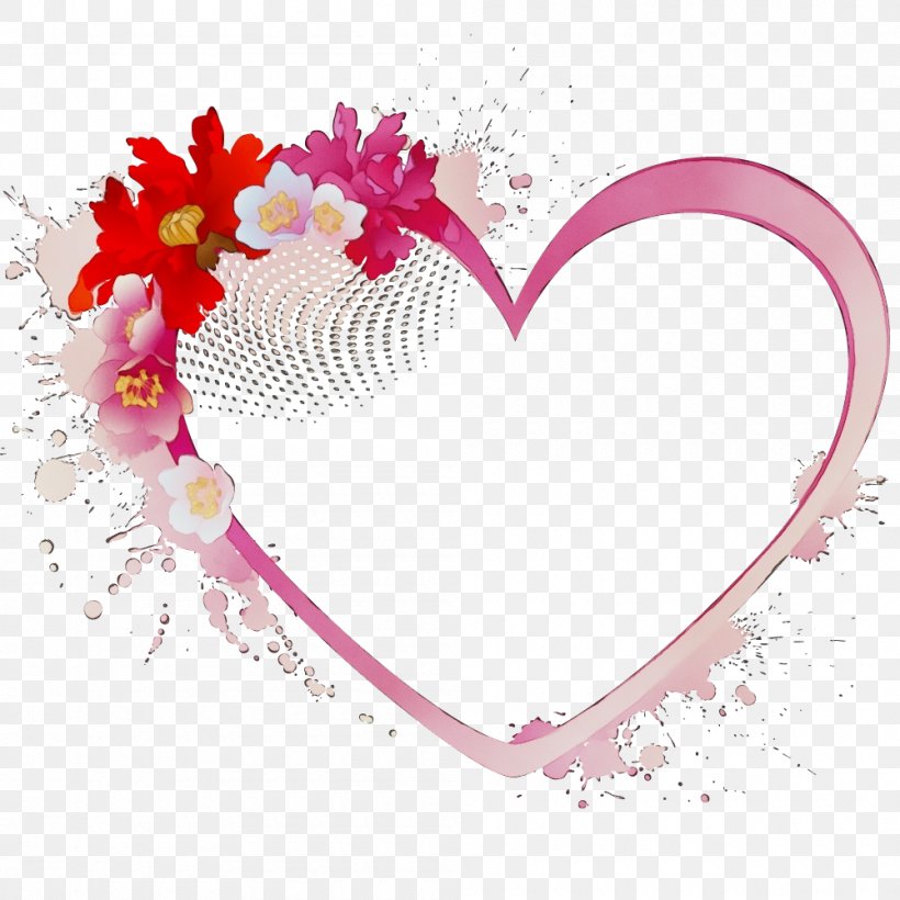 Valentine's Day, PNG, 1000x1000px, Watercolor, Flower, Heart, Love, Paint Download Free