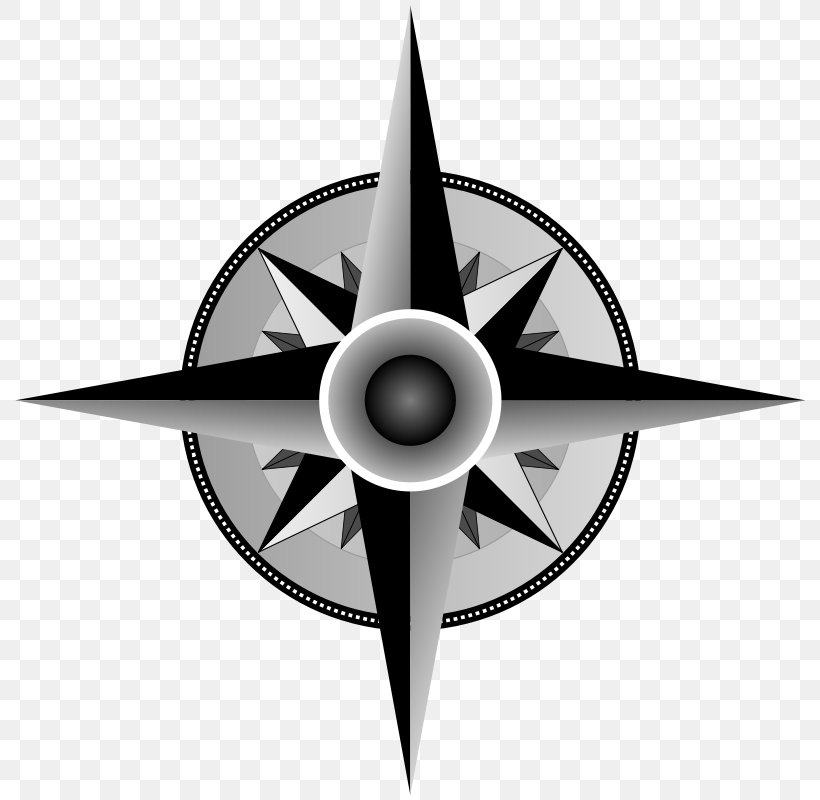 Compass Rose T-shirt North Clip Art, PNG, 800x800px, Compass Rose, Black And White, Compass, Free Content, Map Download Free