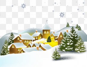 Beautiful Snowy Background Material - New Year's Day Wish Greeting Card New Year's Eve PNG