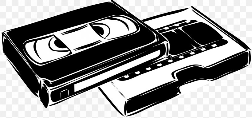 VHS Videotape VCRs Clip Art, PNG, 2400x1125px, Vhs, Automotive Design, Automotive Exterior, Black And White, Brand Download Free