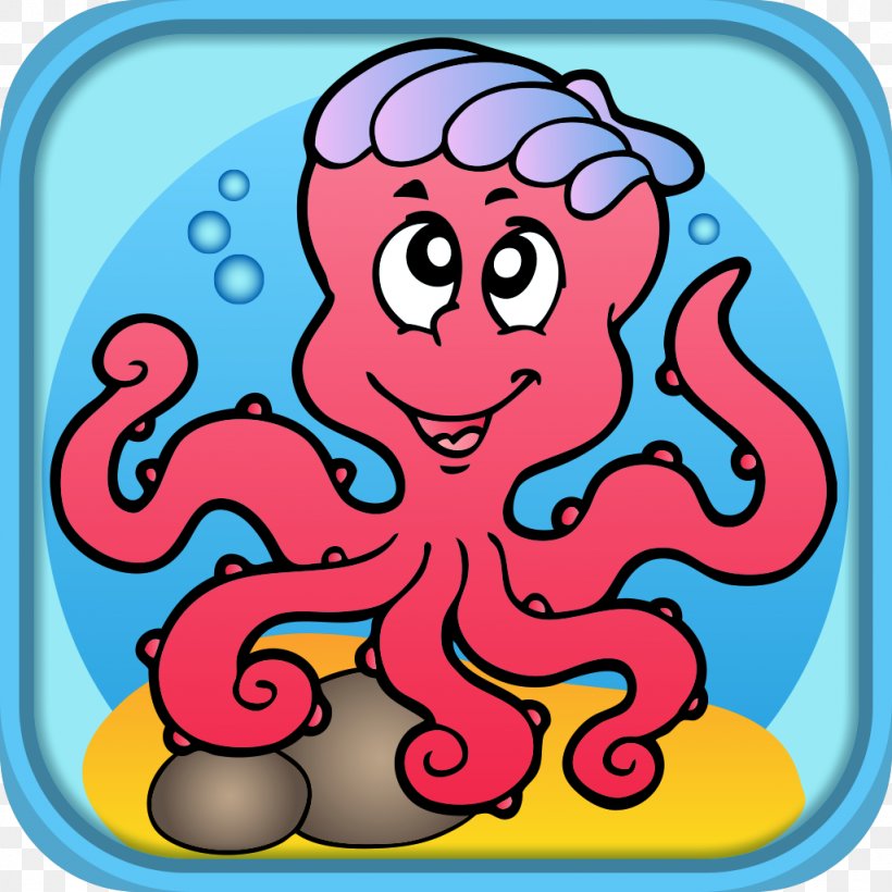 Octopus Aquatic Animal Clip Art, PNG, 1024x1024px, Octopus, Animal, Aquatic Animal, Area, Cephalopod Download Free