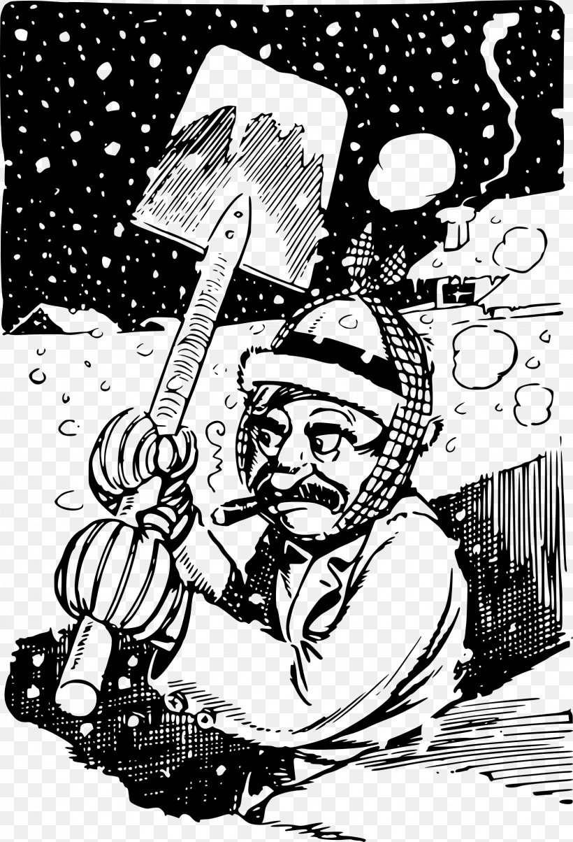 Snow Shovel Snowflake Snowman Clip Art, PNG, 1634x2400px, Snow, Art, Black And White, Cartoon, Comics Download Free