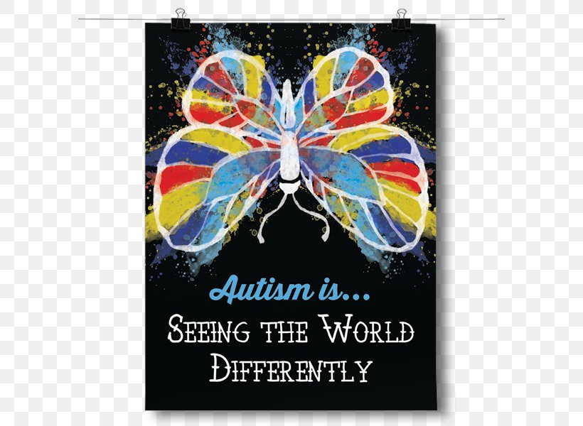 Graphic Design Advertising Poster Autism, PNG, 600x600px, Advertising, Autism, Butterfly, Insect, Invertebrate Download Free