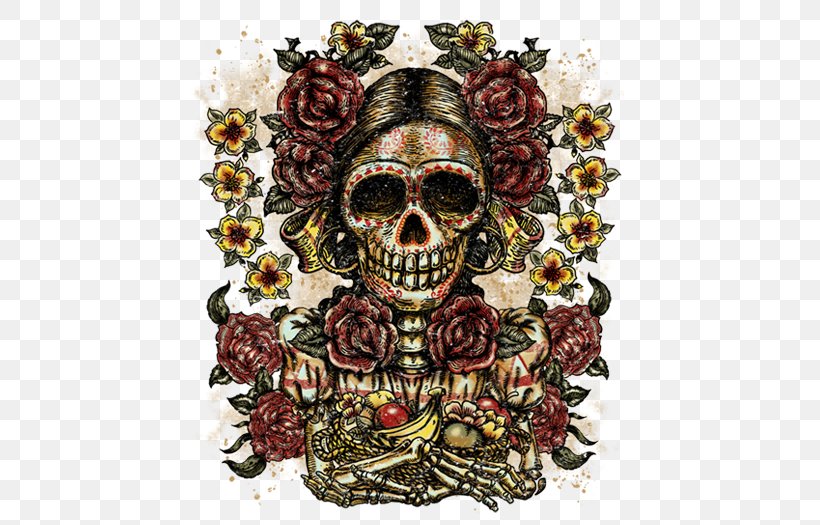 T-shirt Mexico Tube Top Skull, PNG, 525x525px, Tshirt, Art, Blouse, Bone, Calavera Download Free