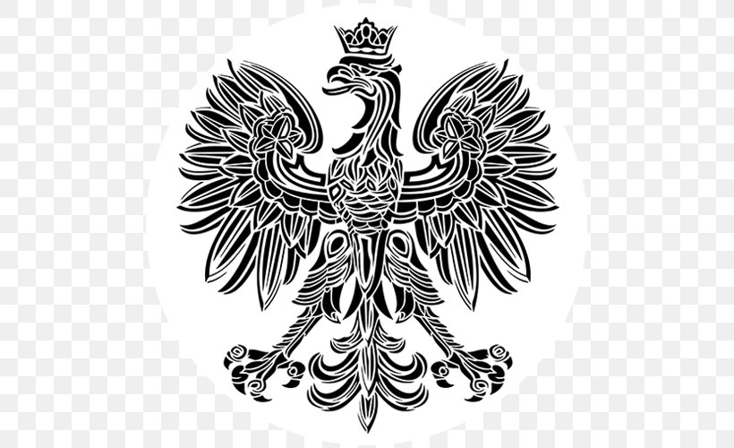 Coat Of Arms Of Poland Eagle Polish Cuisine, PNG, 500x500px, Poland, Animal, Bird, Bird Of Prey, Black And White Download Free