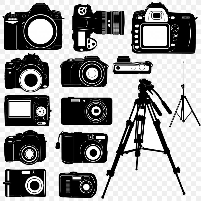Digital Cameras Photography Clip Art, PNG, 3429x3429px, Camera, Black And White, Camcorder, Camera Accessory, Camera Lens Download Free