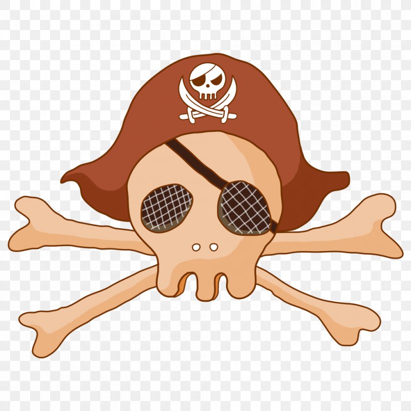 Piracy Jolly Roger Cartoon Illustration, PNG, 1000x1000px, Piracy, Bone, Buccaneer, Captain Pirate, Cartoon Download Free