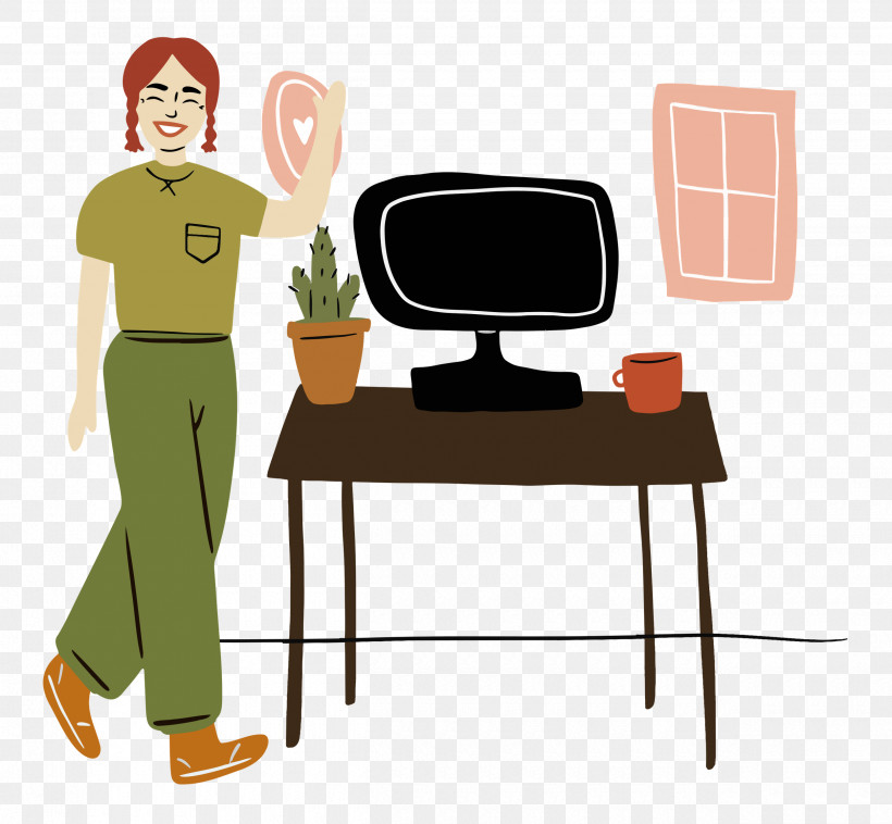 At Home, PNG, 2500x2311px, At Home, Behavior, Cartoon, Chair, Desk Download Free