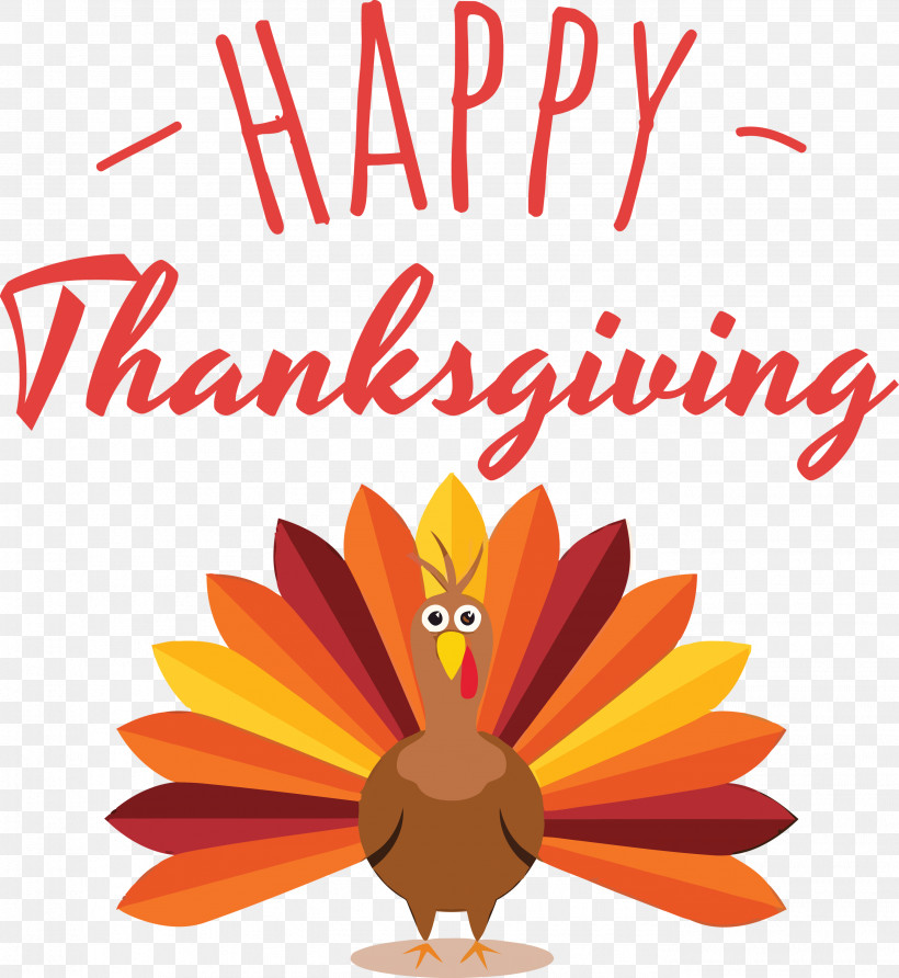Happy Thanksgiving, PNG, 2757x3000px, Happy Thanksgiving, Beak, Cartoon, Day, Flower Download Free