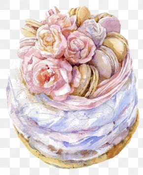 Cartoon Cream Cake - Watercolor Painting Paper Art Illustration PNG