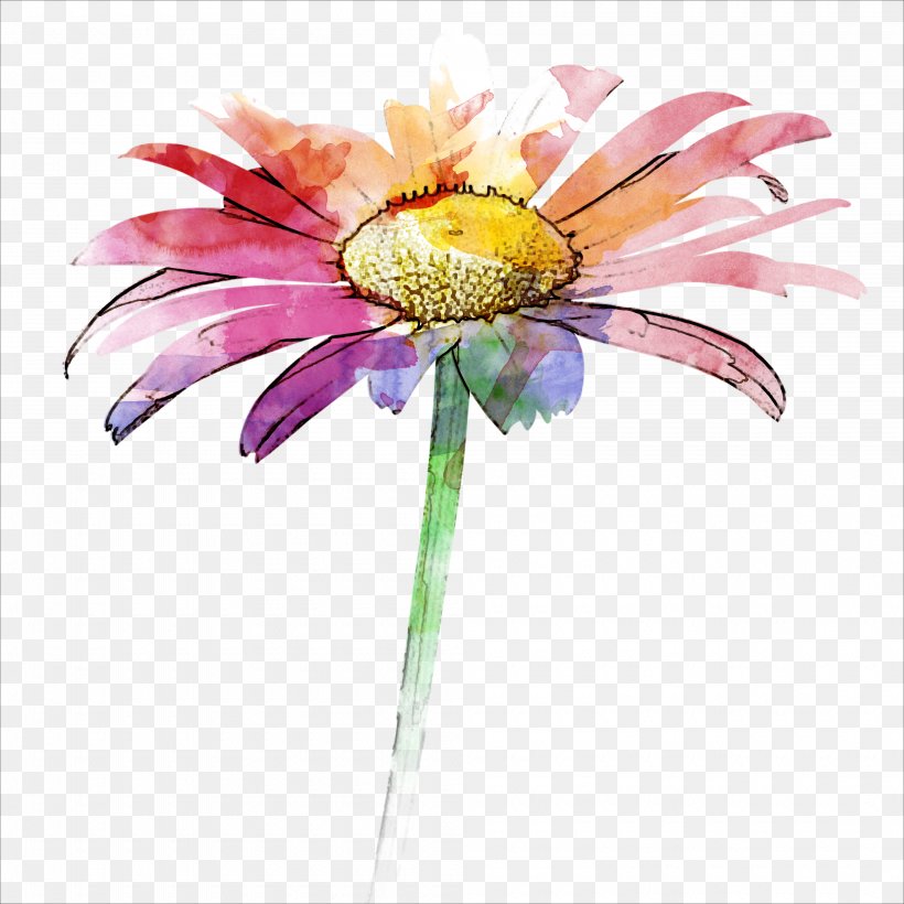 Gerbera Jamesonii Watercolor Painting, PNG, 4000x4000px, Gerbera Jamesonii, Artificial Flower, Chrysanthemum, Chrysanths, Common Sunflower Download Free