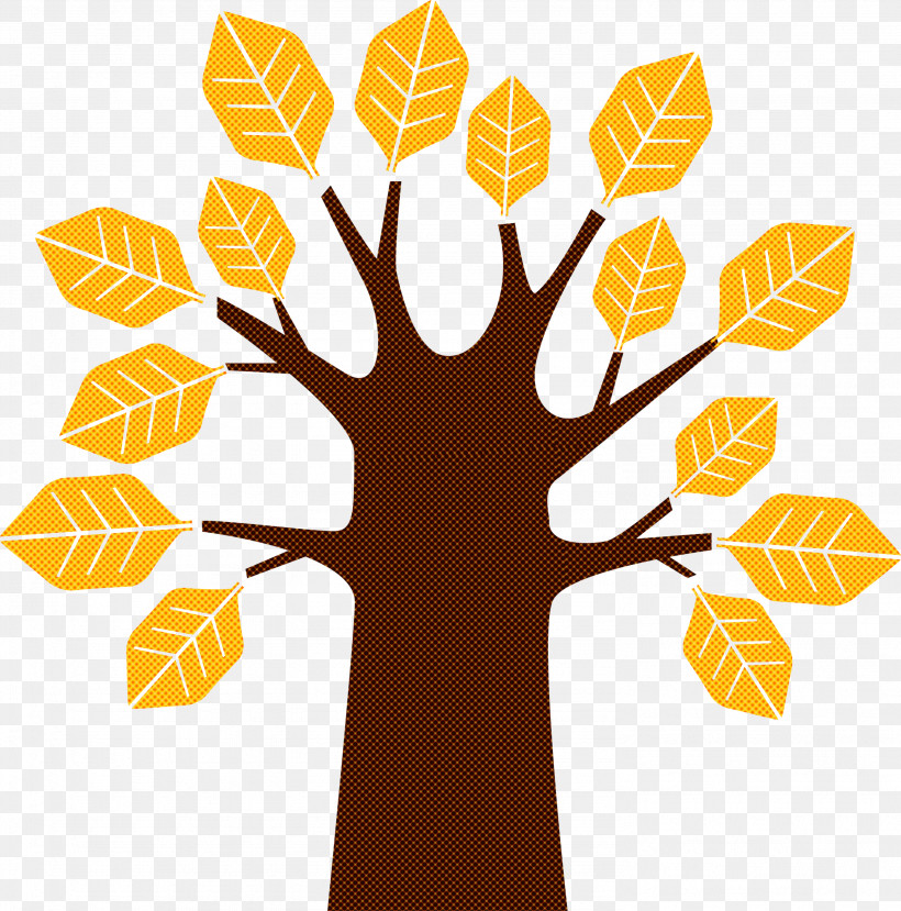 Leaf Yellow Tree Plant Hand, PNG, 2967x3000px, Abstract Tree, Cartoon Tree, Hand, Leaf, Plant Download Free