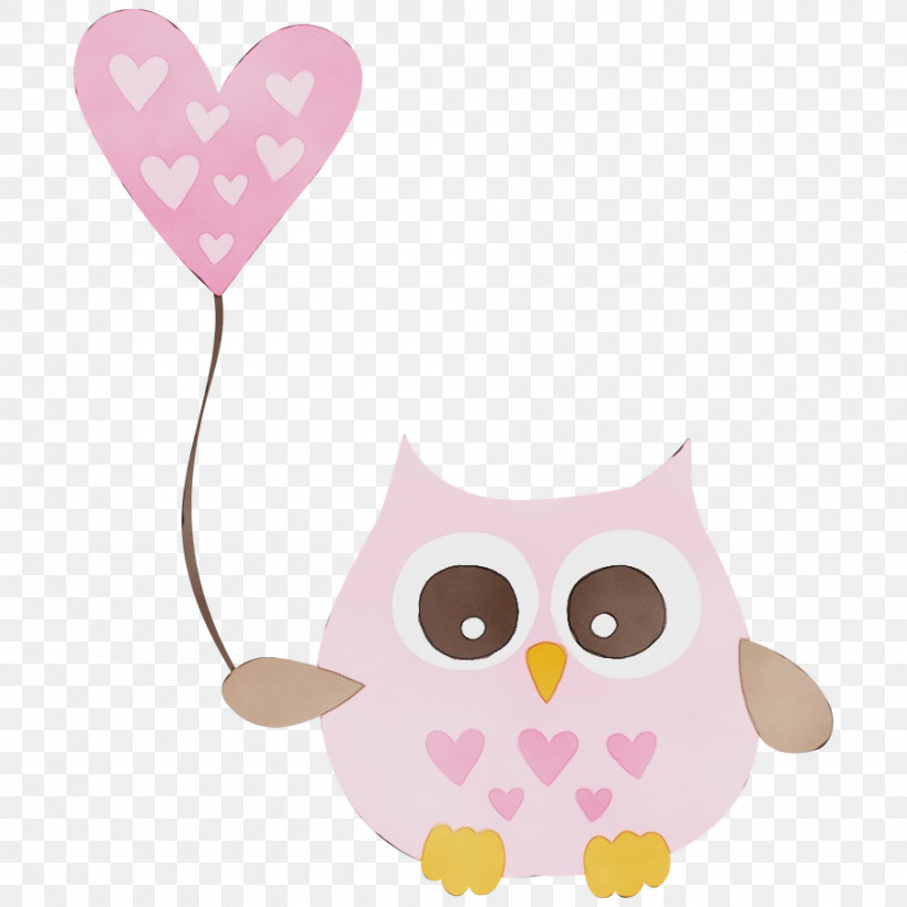 Owls Pink M Beak Heart M-095, PNG, 900x900px, Watercolor, Beak, Heart, M095, Owls Download Free