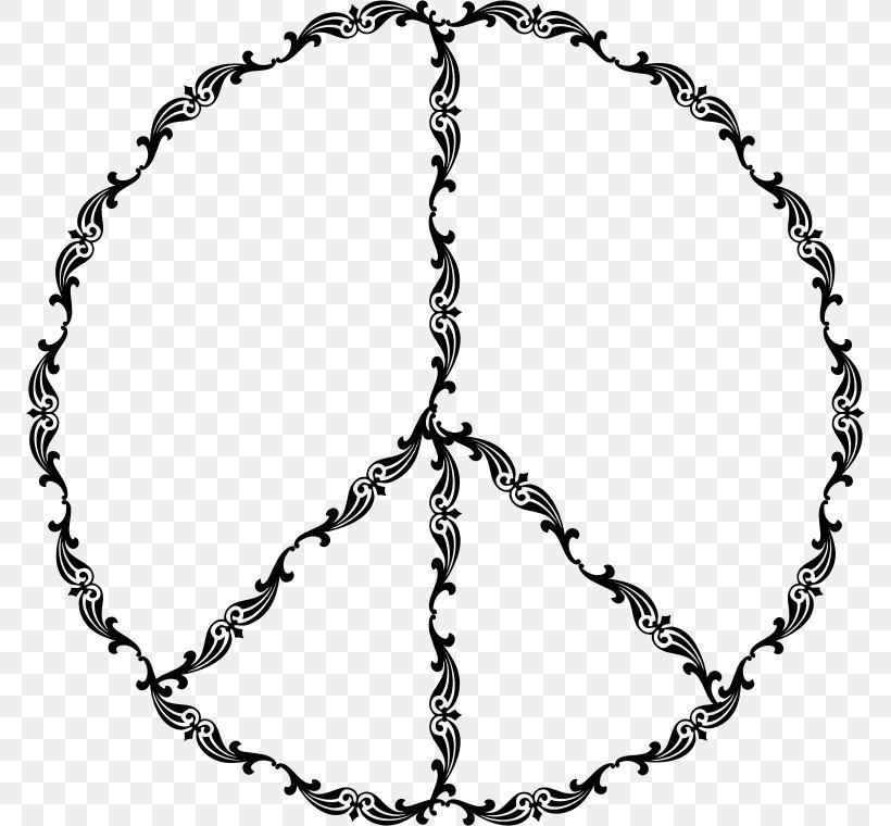 Peace Symbols Clip Art, PNG, 772x760px, Peace Symbols, Area, Black And White, Body Jewelry, Chain Download Free