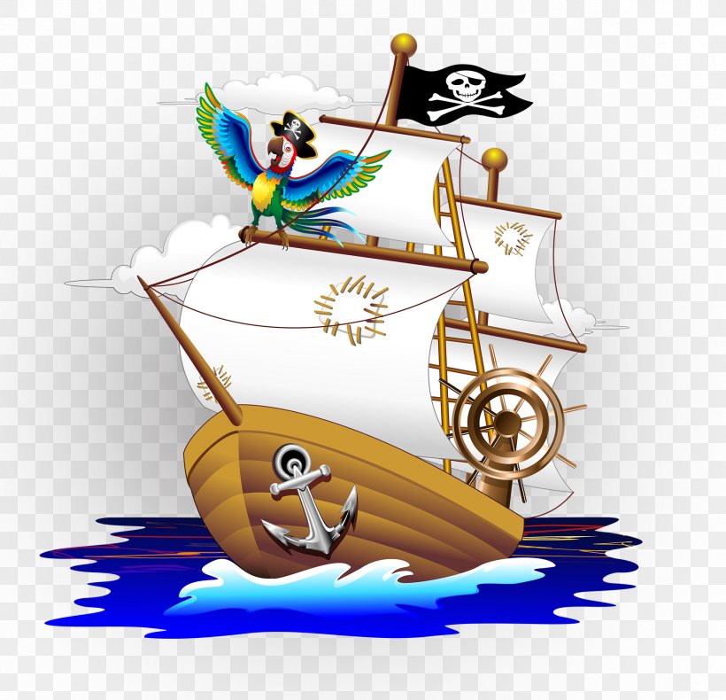 Parrot Piracy Cartoon Illustration, PNG, 1862x1794px, Parrot, Anchor, Cartoon, Food, Illustrator Download Free