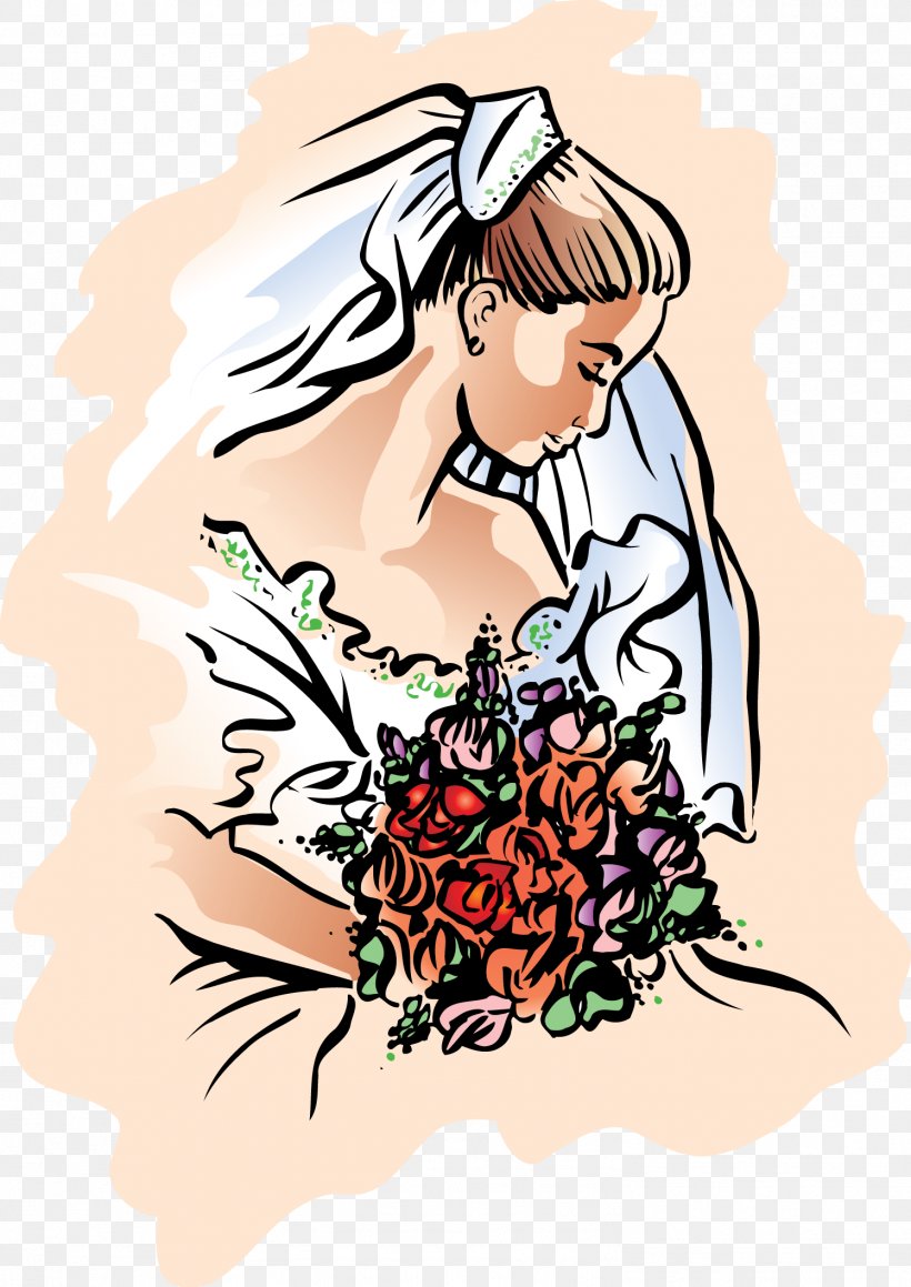 Bridesmaid Woman Bridegroom, PNG, 1496x2116px, Watercolor, Cartoon, Flower, Frame, Heart Download Free