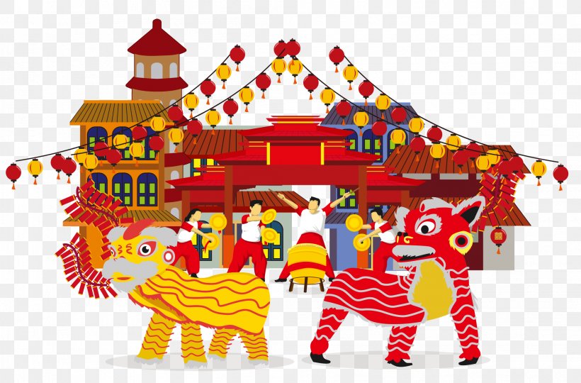 Lion Dance Lantern Festival Chinese New Year Cartoon, PNG, 2094x1381px,  Lion Dance, Art, Cartoon, Chinese New
