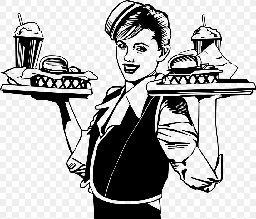 Waiter Diner Retro Style Clip Art, PNG, 2216x1900px, Waiter, Advertising, Arm, Art, Black And White Download Free