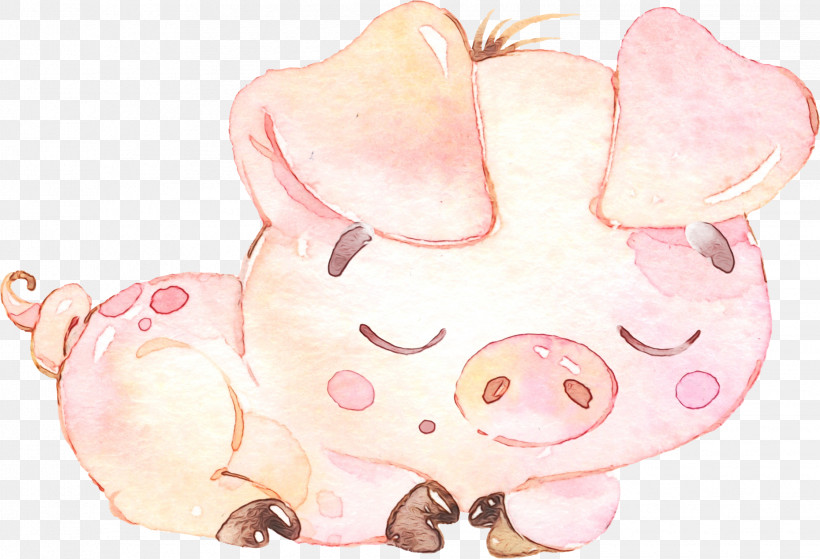 Piggy Bank, PNG, 2241x1530px, Watercolor, Cartoon, Livestock, Nose, Paint Download Free