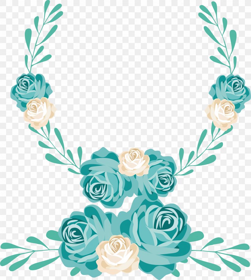 Cartoon Hand-painted Wedding Flower Door Decoration, PNG, 3621x4028px, Wedding, Aqua, Blue, Cartoon, Clip Art Download Free