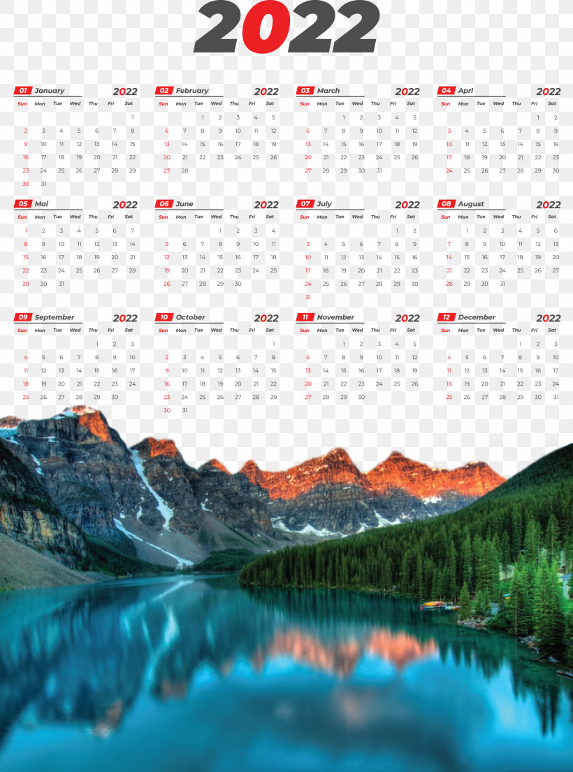 Printable Yearly Calendar 2022 2022 Calendar Template, PNG, 2225x2999px, Banff, Banff National Park, Bow Lake, Canadian Rockies, Kootenay National Park Download Free