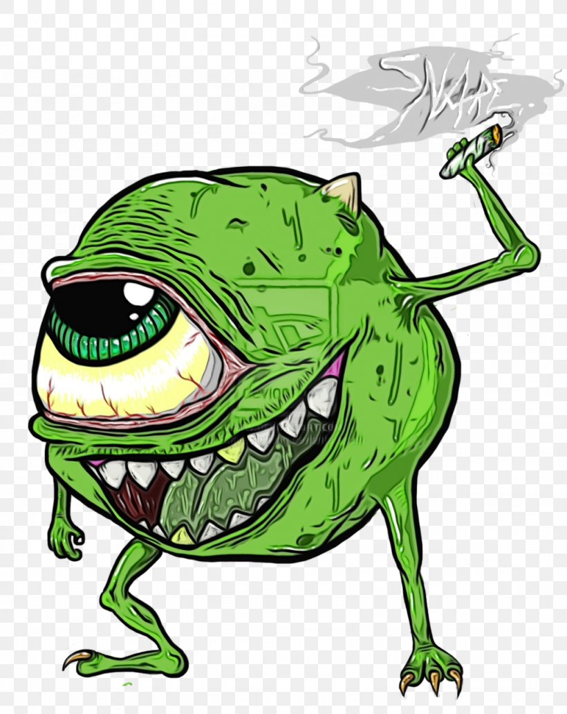 Mike Wazowski, PNG, 1024x1289px, 420 Day, Watercolor, Animation, Bong, Cannabis Download Free